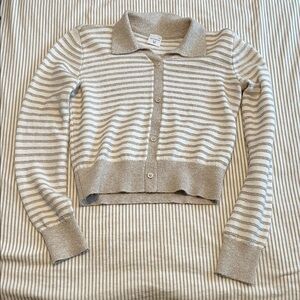 Abercrombie Kids Beige and White Striped Sweater